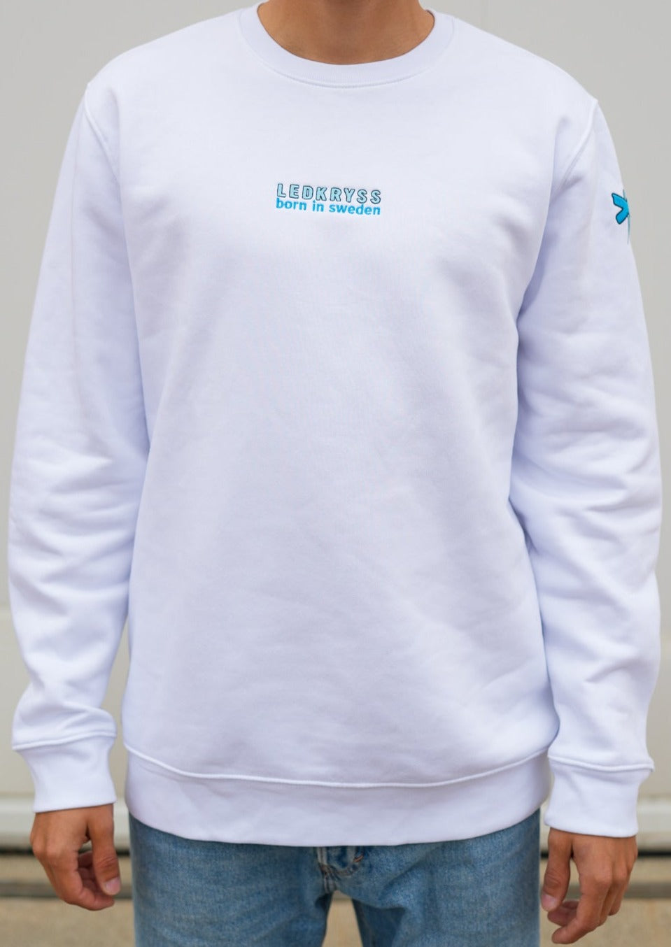 Ledkryss Sweatshirt - White & Blue, hållbart mode, sustainable fashion